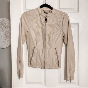 Express Faux Vegan Taupe/Tan Leather Jacket XS